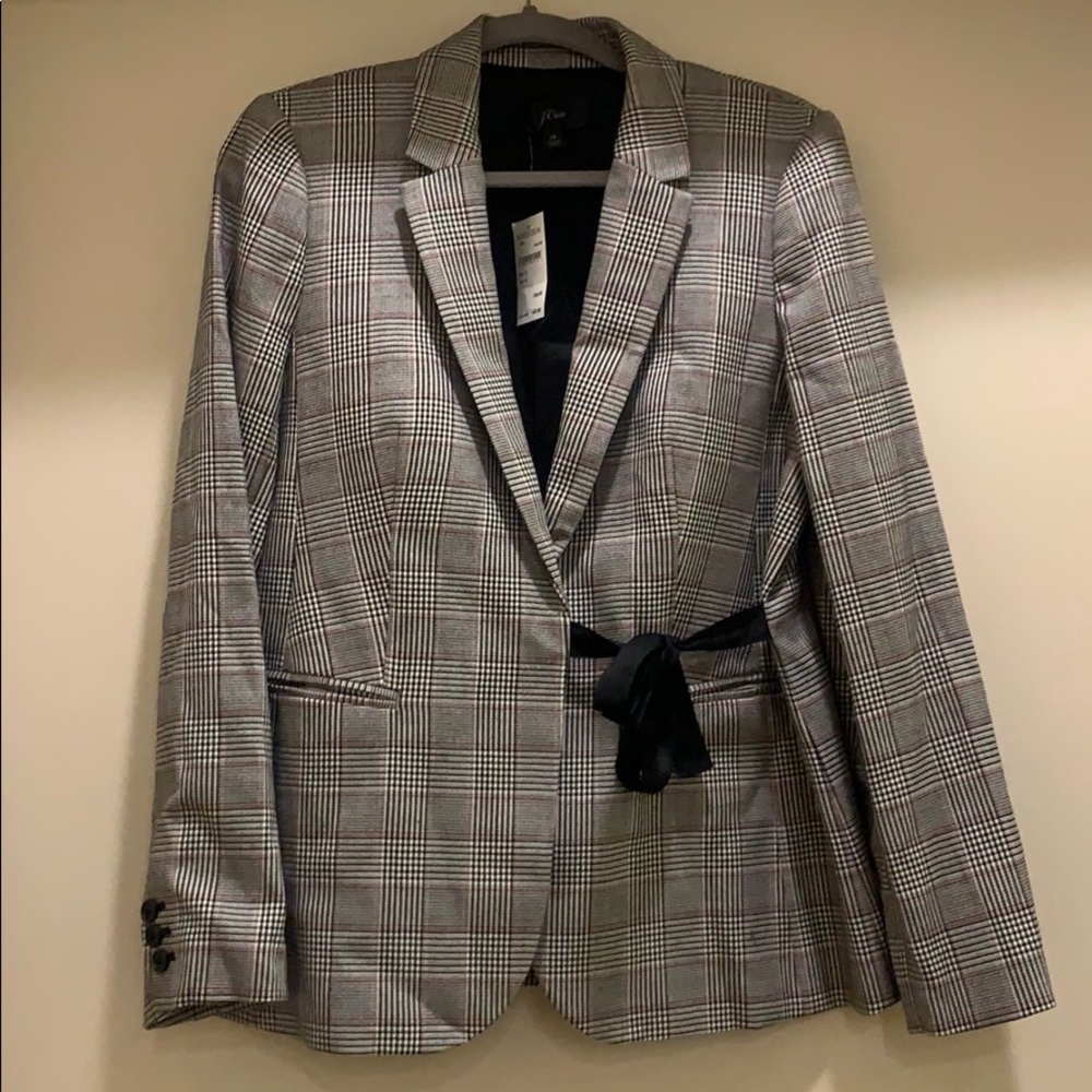 J. Crew Black and White Houndstooth Blazer